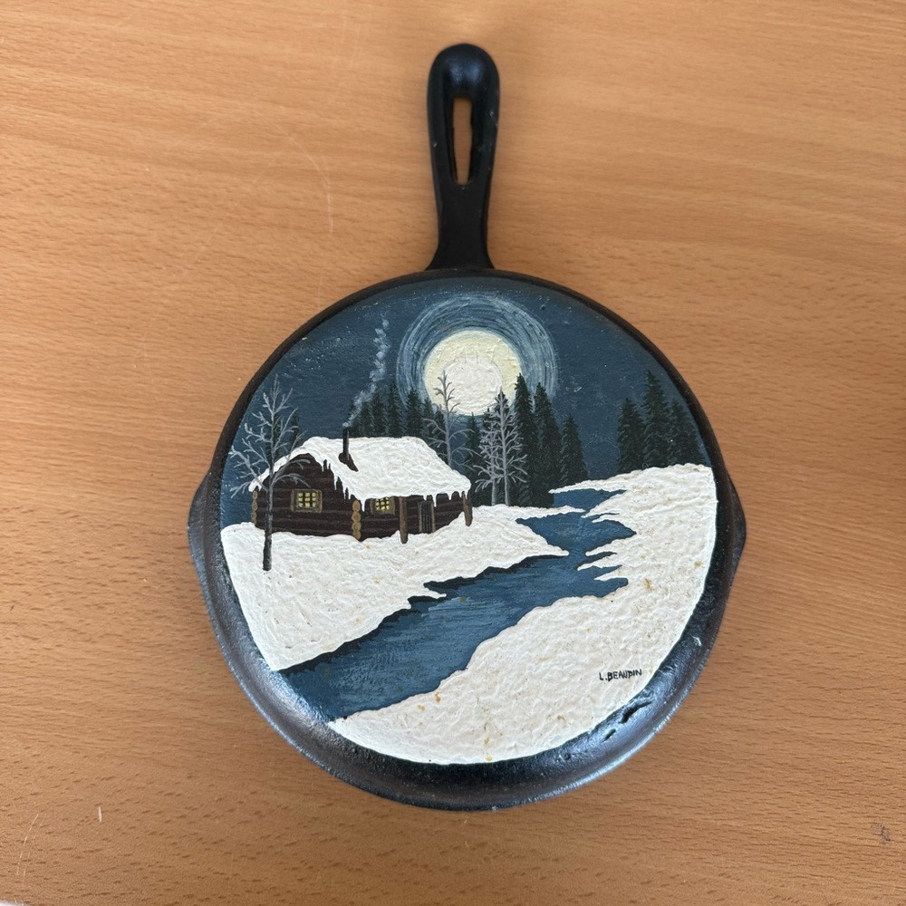 Hand Painted Small Cast Iron Frying Pan